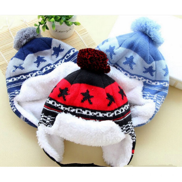 Moda hecha punto invierno Leifeng Baby Earmuff sombrero